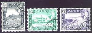 Aden - Kathiri 1964 QEII set complete very fine used. SG 39-41. Sc 39-41.