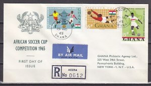 Ghana, Scott cat. 233-235. African Soccer Cup issue. First day cover. ^