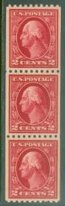 EDW1949SELL : USA 1914 Scott #442 Strip of 3 Extra Fine, Mint NH. Catalog $77.00