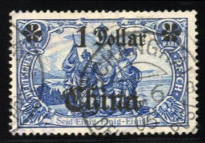 German Colonies, German Offices in China #44 Cat$22.50, 1905 1d on 2m blue, u...