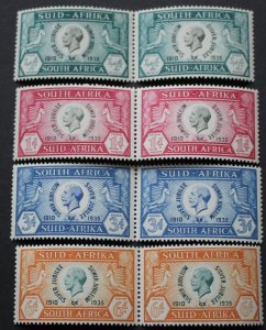 South Africa 1935 GV Silver Jubilee set in pairs SG 65/68 mint