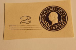 US U448 CUT SQUARE UNUSED  ERROR OVERPRINT SHIFTED TO LEFT  OF STAMP