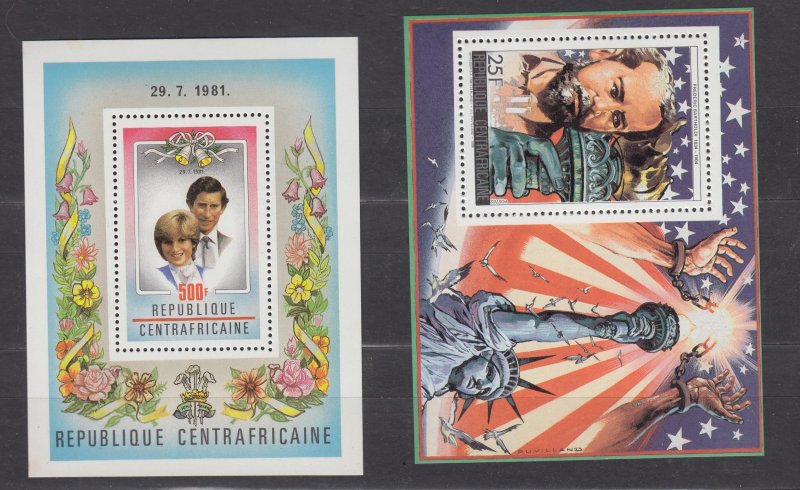 Z4471, JL Stamps 2 different central africa s/s #461,823 topials