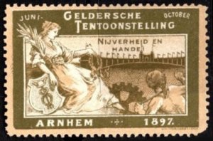 1897 Netherlands Poster Stamp Gelderland Exhibition Industry And Trade Arnhem