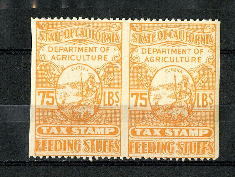 US Stamps California Tax NH Revenue Early Tax Imperf Between Pair