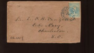 Confederate States 2e Used on Cover to Lt. Van Zandt CS Navy (CV 1017)