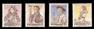 Czechoslovakia #707-710 Cat$37, 1955 Costumes, set of four, never hinged