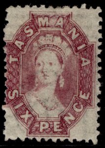 AUSTRALIA - Tasmania QV SG76, 6d reddish mauve, M MINT. Cat £190. PERF 12