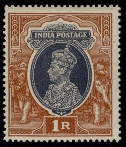 INDIA GVI SG259, 1r grey & red-brown, LH MINT.