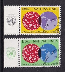 United Nations Geneva  #74-75  cancelled  1978   eradication of smallpox