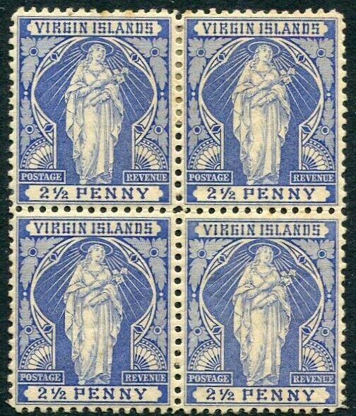 BRITISH VIRGIN ISLANDS-1899 2½d Ultramarine Mint Bl of 4 Lower Stamps UNM Sg 45