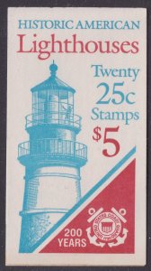 US 2470-2474 2474a BK171 Lighthouses 25c booklet 20 #2 MNH 1990