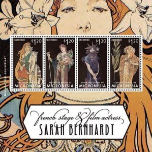 Micronesia 2013 - Sarah Bernhardt Art - Sheet of 4 Stamps - Scott #1010 - MNH