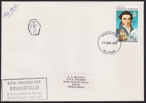 BR ANTARCTIC TERRITORY 1981 TAXED cover Research Ship BRANSFIELD cachet....a8666