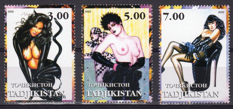 Tajikistan 2002 THE ART OF OLIVIA  fantasy Art Set of 3 stamps MNH