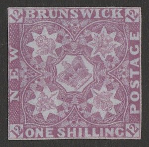 NEW BRUNSWICK 1851 Crown & Flowers 1/-. SG 5 cat £30,000. RARE. Certificate. 