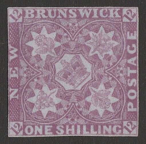 NEW BRUNSWICK 1851 Crown & Flowers 1/-. SG 5 cat £30,000. RARE. Certificate. 