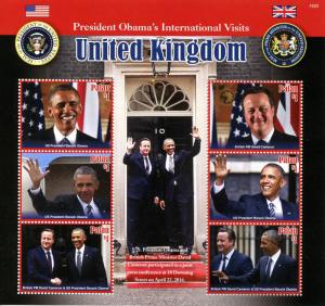 Palau 2016 MNH US President Barack Obama Visits UK 6v M/S David Cameron Stamps