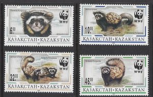 Kazakhstan #171-74 MNH set, WWF vormela peregusna, issued 1997