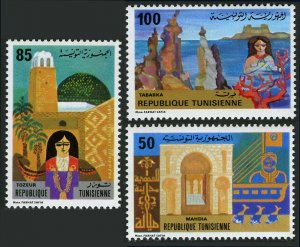 Tunisia 785-787, MNH. Mosque Entrance, Tozeur Great Mosque, Needle Rocks, 1981  