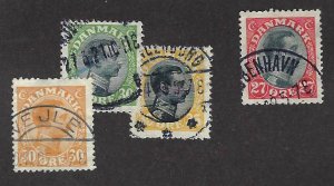 Denmark SC#110-112, 115 Used F-VF SCV$69.50...Worth a Close Look!