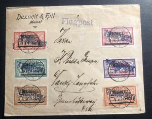 1921 Memel Cover First Airmail stamps SC# C1-5 C7 To Danzig CV $243