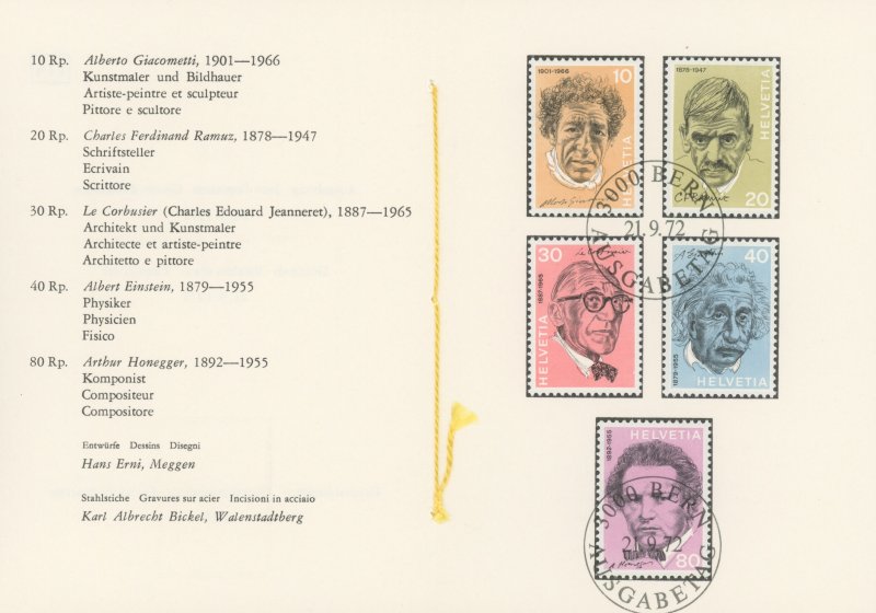 Switzerland 546-50 PTT Presentation Booklet FDC cancel (002743 65)