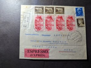 1941 Registered Express Italy Cover Pola to Rome