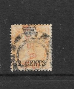 STRAITS SETTLEMENTS  1867  32c on 2a   QV   FU    SG 9