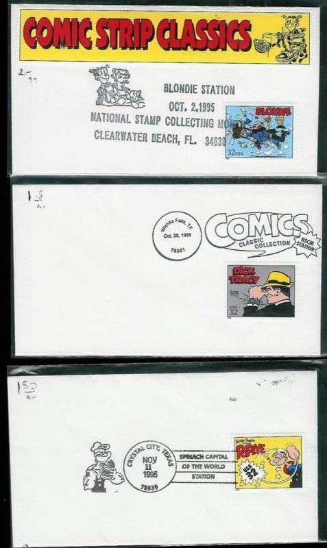 Classic Comic Book Stamps #3000 Set of 20 Pictorial Cancels Popeye D Tracy etc