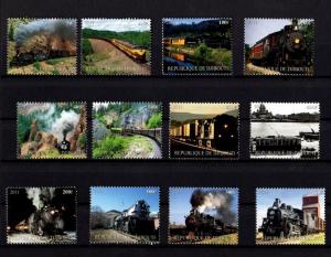 DJIBOUTI - 2011 - TRAIN - LOCOMOTIVE - RAILWAY - STEAM - DIESEL + 12 X MINT SET!