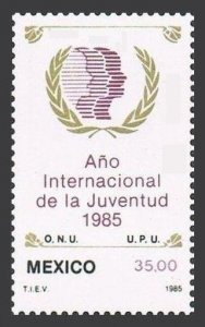 Mexico 1378 block/4,MNH.Michel 1925. International Youth Year IYY-1985.