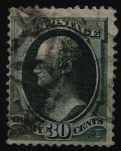 Scott #165 F/VF - Hamilton - 30c Gray Black - Used - 1874