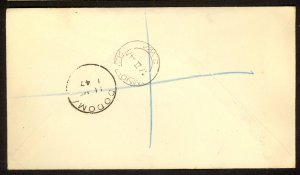 SOUTH WEST AFRICA 1947 KGVI ROYAL VISIT FDC Sc 156-158 Reg Cover WINDHOEK