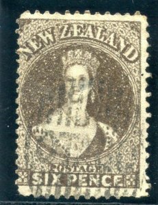 New Zealand 1862 QV 6d black-brown very fine used. SG 75.