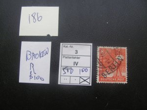 Berlin 1948 used  mi.3IV BROKEN R OVERPRINT VF/XF 500 EUROS (186)