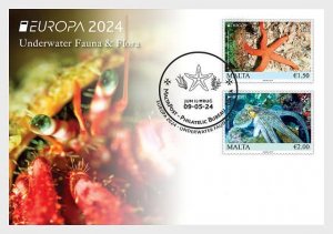 Malta 2024 Europa CEPT Undewater Fauna Octopus Starfish First Day Card
