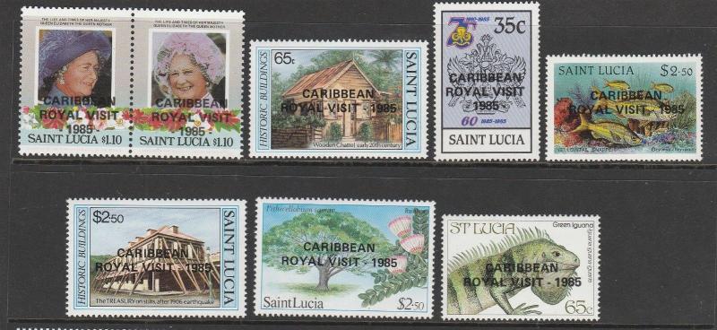 St Lucia 1985 Royal Visit Opts set of 8 UM/MNH SG 846/53