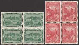 TASMANIA 1899 Pictorials ½d & 1d blocks, wmk mult TAS. MNH **.