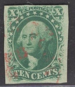 US Stamp #35 10c Green Washington Type V USED SCV $55.00