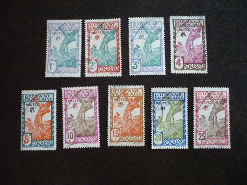 Stamps - French Guiana - Scott# 109-117 - Used Set of 9 Stamps