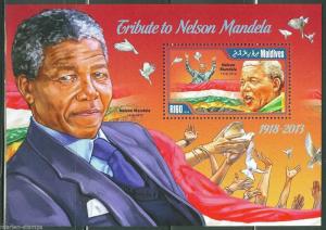 MALDIVE  ISLANDS 2014 MEMORIAL TRIBUTE TO NELSON MANDELA  SOUVENIR SHEET MINT NH