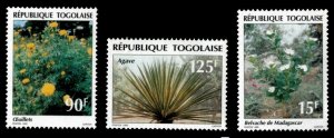 Togo 1995 - Flowers, Agave Carnation - Set of 3 Stamps - Scott #1635-1637 - MNH