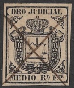 SPANISH COLONIES CUBA PHILIPPINES PUERTO RICO 1856-64 1/2r Judicial Revenue USED