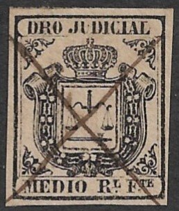 SPANISH COLONIES CUBA PHILIPPINES PUERTO RICO 1856-64 1/2r Judicial Revenue USED