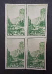 US Scott 756 1c Yosemite Centerline Cross Stamp Block MINT MH NGAI T6707