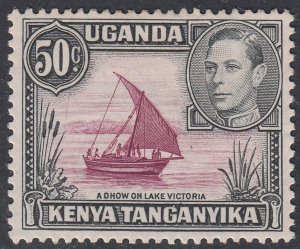 1950 KUT KGVI 50c PURPLE & BLACK DOT REMOVED PERF. 13 x 12½ (SG# 144ea) MH VF