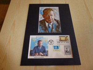 Dag Hammarskjold UN Art Postcard and 1962 USA FDC mount matte size A4