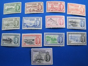 TURKS & CAICOS ISLANDS 1950  -  SCOTT # 105-117   COMPLETE SET   MNH     (T10)