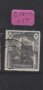 ZANZIBAR   (P0810B)  BOAT  2/-  SG 291   VFU